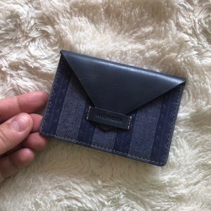 Tommy Hilfiger Navy Chambray/Leather Card Case